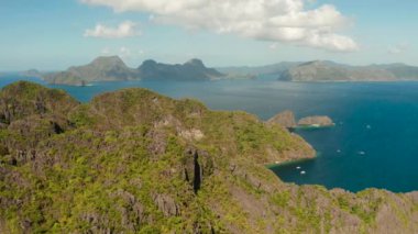 Tropik adaları olan deniz burnu El Nido, Palawan, Filipinler