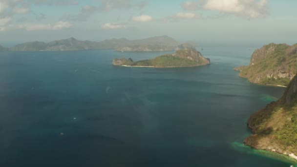 Seascape with tropical islands El Nido, Palawan, Philippines — Stock Video