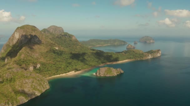 Seascape com ilhas tropicais El Nido, Palawan, Filipinas — Vídeo de Stock