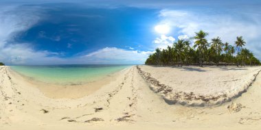Kumsal ve tropikal deniz. Panglao Adası, Filipinler. 360 Derece Görünüm,