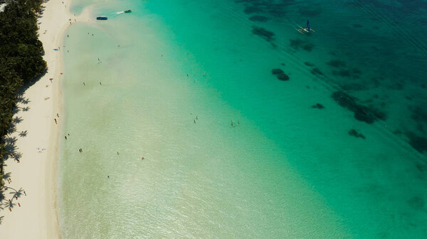 Boracay island with white sandy beach, Philippines