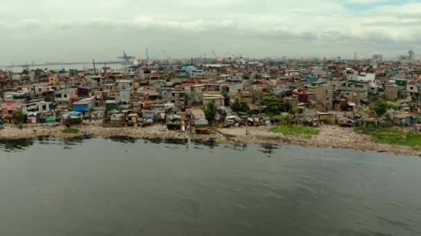 Bidonvilles et quartiers pauvres de la ville de Manille. — Video