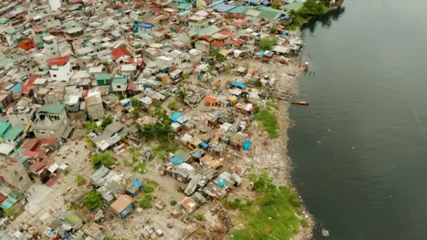 マニラ市内のスラム街と貧しい地区. — ストック動画
