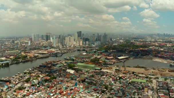 Město Manila, hlavní město Filipín. — Stock video