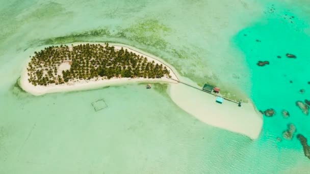 Trópusi sziget egy stranddal az atollon. Onok-sziget Balabac, Fülöp-szigetek. — Stock videók