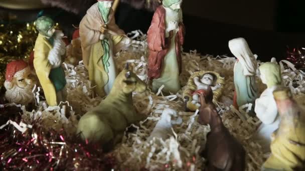 Kerstmis scène van Christus leven — Stockvideo