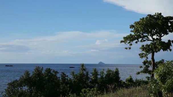 Mar tropical bajo el cielo azul — Vídeos de Stock