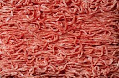 Çiğ organik kıyma. Küçük bir arkaplan. Düz Yat. Üst Görünüm