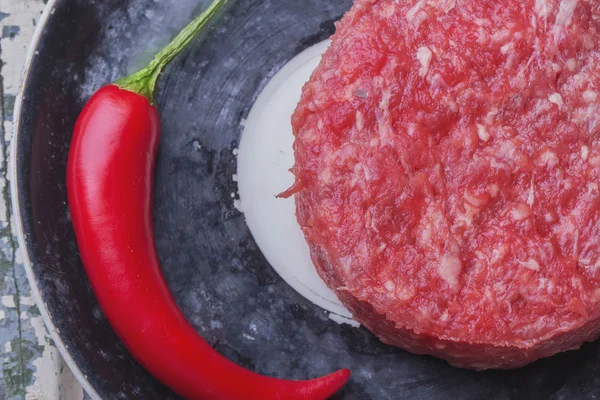 Burger kotleta na břidlicové desky — Stock fotografie