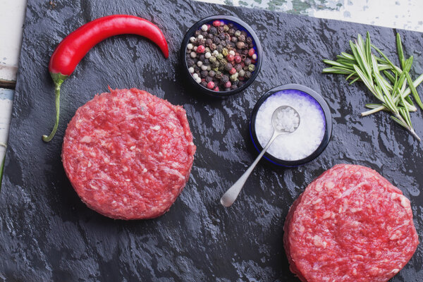 Burger cutlet on slate board