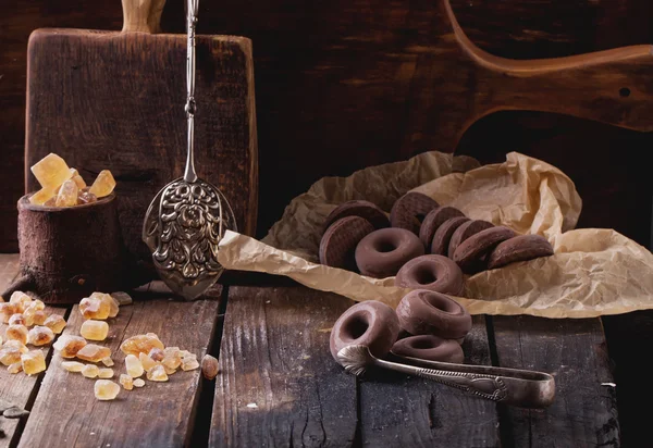 Печенье с шоколадными кольцами — стоковое фото