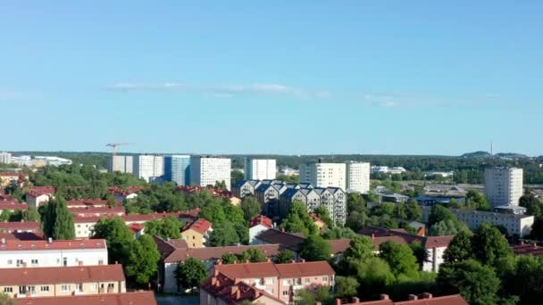 Stockholm Sweden Aerial Drone Summer View Peaceful Green Suburb Landscape — Stock Video