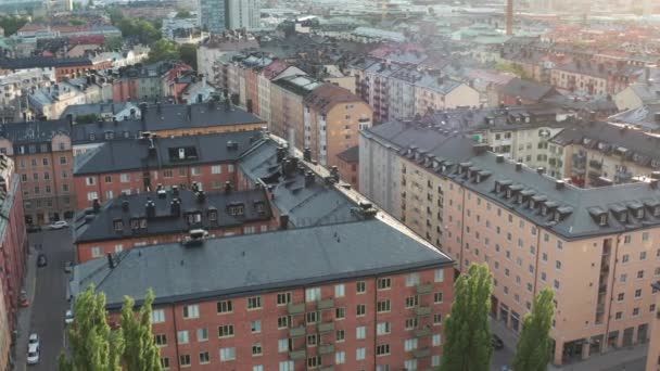 Stockholm Swedia Pesawat Tak Berawak Panorama Terbang Atas Atap Gedung — Stok Video