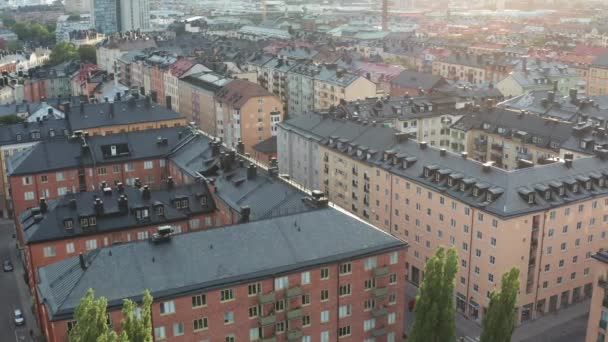 Kota Stockholm Swedia Panorama Pesawat Tak Berawak Terbang Pemandangan Trendi — Stok Video