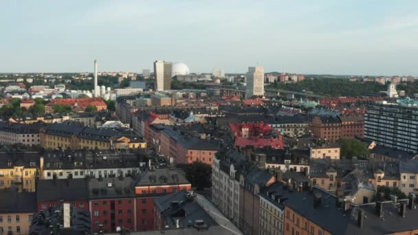 Stockholm Sverige Panorama Antenn Flygande Drönare Utsikt Över Sdermalm Svart — Stockvideo