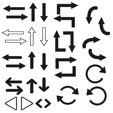 Düz stil ok simgeleri kümesi