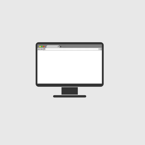 Computer Mit Browser Bildschirm Stil Flach Auf Grauem Hintergrund — Stockfoto
