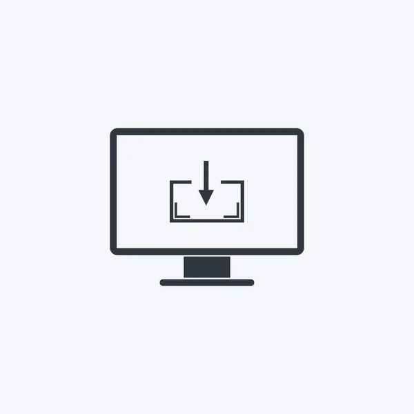 Computer Mit Downloadsymbol Stil Flach — Stockfoto
