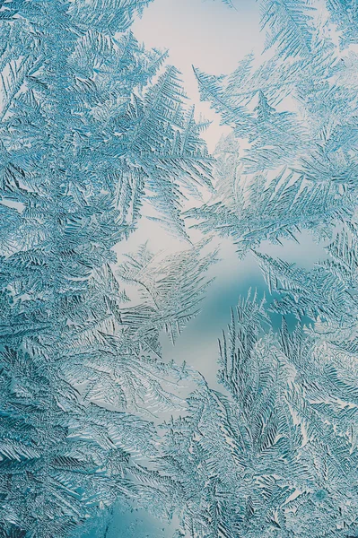 Hermoso primer plano invierno colorido fondo con heladas patrones —  Fotos de Stock