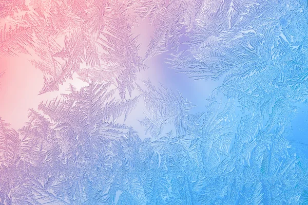 Beautiful Closeup Winter Colorful Background With Icy Frost Patterns — Stock Photo, Image