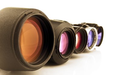 Beyaz arka plan üzerinde izole fotoğraf lensler