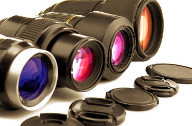 Beyaz arka plan üzerinde izole fotoğraf lensler