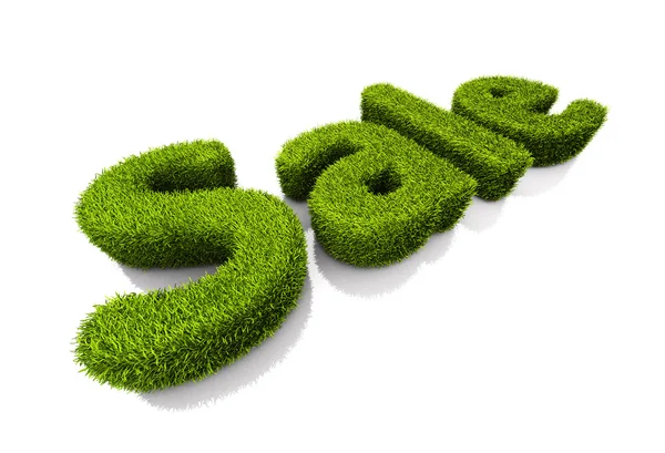 Green grassy symbol of sale isolated on white — Stock Photo, Image