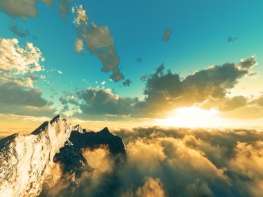 Bulutların üzerinde harika bir manzara