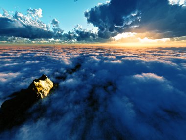 Bulutların üzerinde harika bir manzara