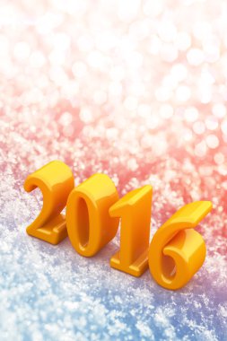 2016 yeni yıl Noel metin kar üzerinde sarı