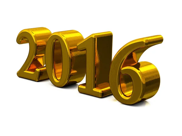 Nowy rok 2016 Golden tekst na białym tle — Zdjęcie stockowe