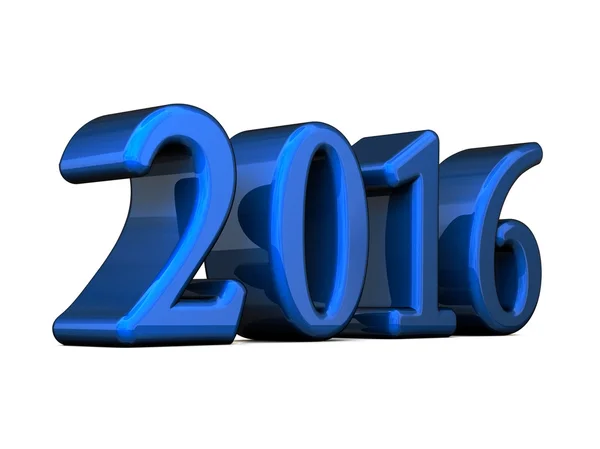 Nowy rok na białym tle niebieski 2016 tekst 3d — Zdjęcie stockowe