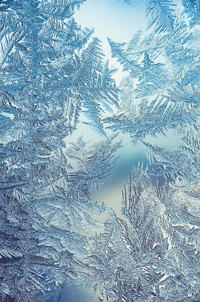 美丽的特写冬天结冰霜纹彩色背景 图库图片