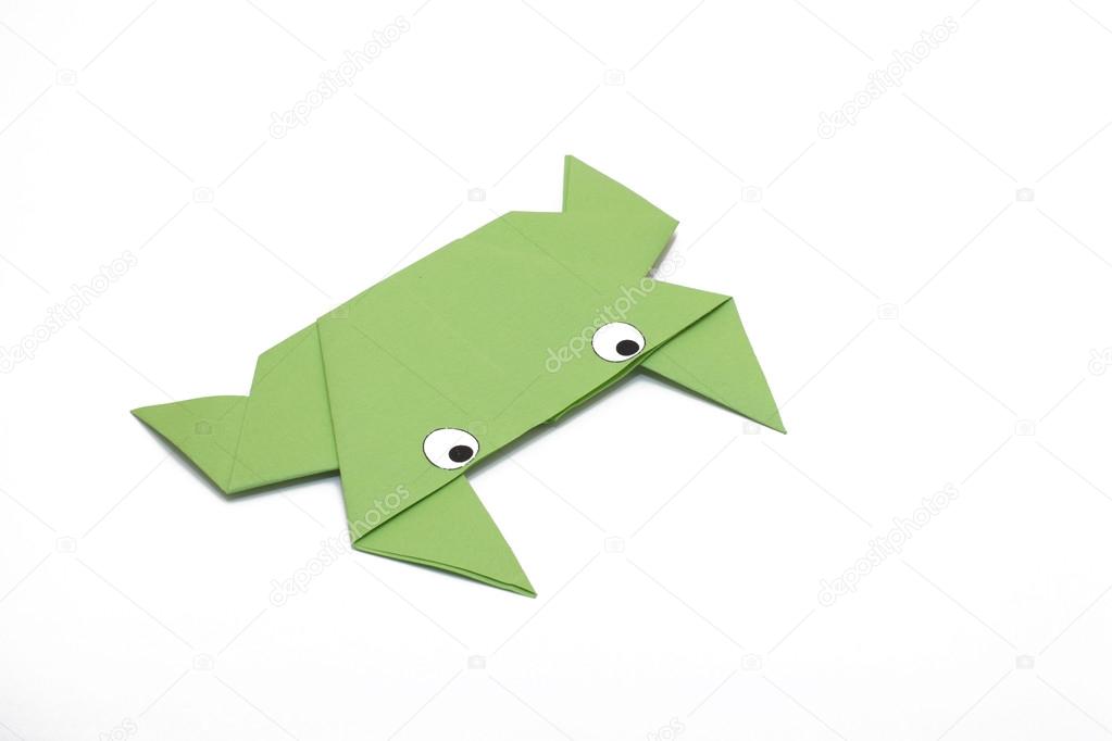Origami green frog