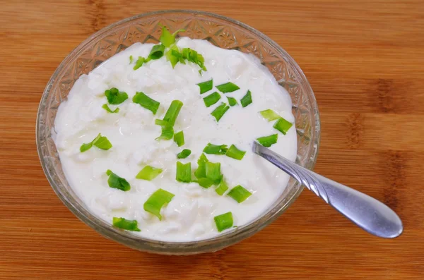 Ricotta con erba cipollina — Foto Stock