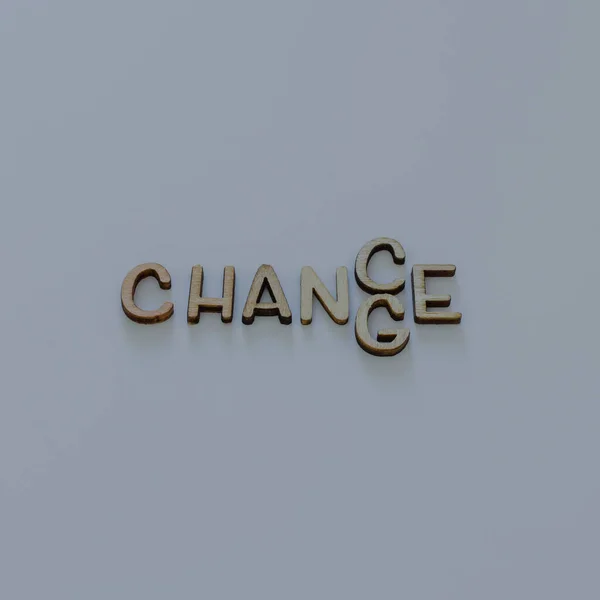 Wooden letters with word change to chance on white background