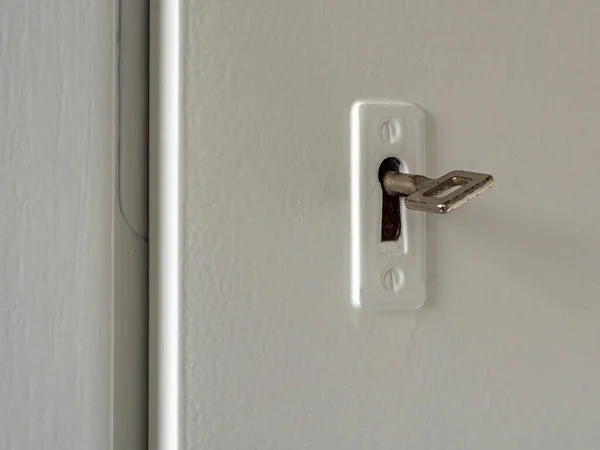 Key White Door Lock — Stock Photo, Image