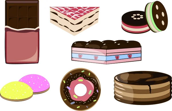 Donut doce de chocolate — Vetor de Stock