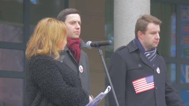 Arkadiusz Wisniewski is Giving a Speech Opole Resolve Operation of Nato Poland Mayor and Representative of us Army Officials at the Meeting Conference — Stock Video