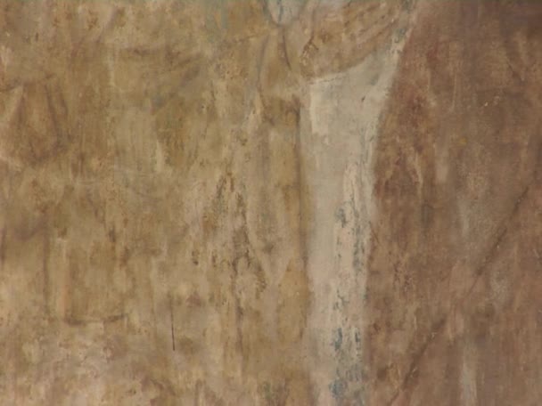 Antigo, Antigo retrato religioso, cores desbotadas, close-up, rastreamento direito, interior da Catedral de Sophia em Kiev — Vídeo de Stock