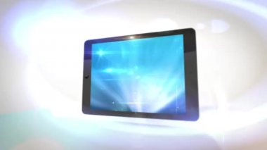 Tablet, Sekme, Mavi Ve Yeşil Ekranlı Siyah Tablet, Dönüyor, Hareket Tekrarları, Ekranda Kırmızı Alt 