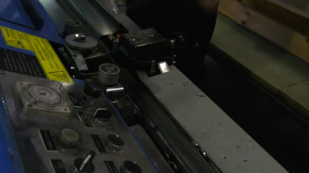 Worker is Making Metal Frame, Metal Detail, Worker's Hands, Machine Close Up, Glass Factory, Production Line of Glass, Bulletproof Glass,Triplex Glass — Wideo stockowe