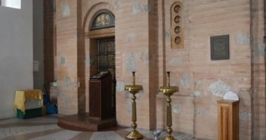 Kilise duvar korunmuş - Kiev Pechersk Lavra Kutsanmış Bakire Meryem Varsayımı Büyük Kilisesi Içinde Görünümler, Ukrayna.