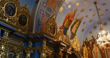 Freskler - Kiev Pechersk Lavra Kutsanmış Bakire Meryem Varsayımı Büyük Kilisesi Içinde Görünümler, Ukrayna.