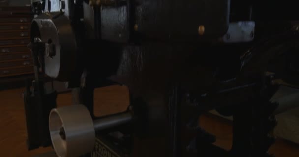 Early Printer's Tools, Museum of History of Printing, Kievo-Pecherska Lavra, Large Tool on a Pedestal, Tilt Up, Tilt Down — Stock Video