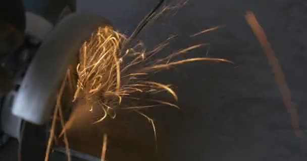 Abrasive Cutting With Angle Grinder,Machine, Hand-Held Power Tool,Grinding Wheel — Stock Video