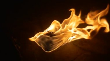 Opole Polonya Akşam Gecesi Fire Show'da Bir Yangın Dans Yaptıktan Sonra Dans Topluluğu Yavaş Hareket Gerekli Props Burning Smut Fire Close Up