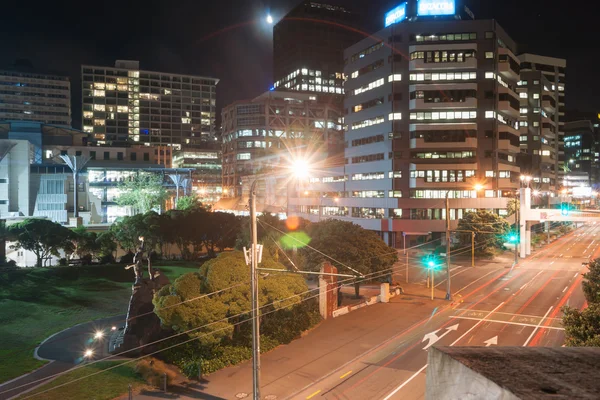 City lights across Jervois Road with The Rugby World Cup Celebra — Stock Photo, Image