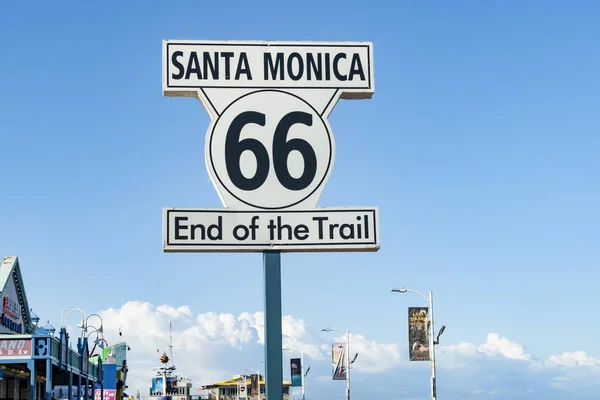 Los Angeles Usa Oktober 2015 Route Santa Monica Wegweiser Santa — Stockfoto