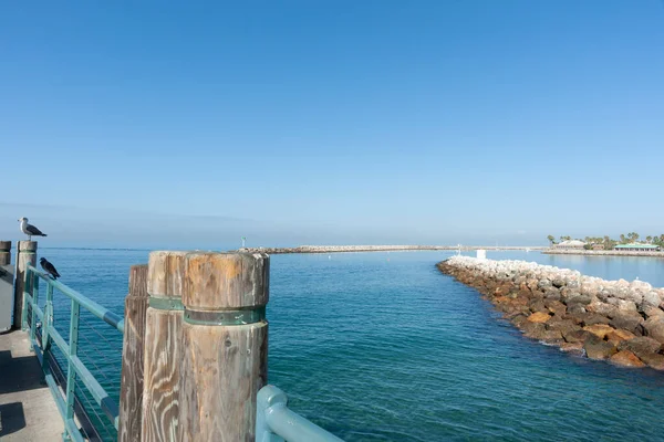 Pier Rock Breakwater Forming Idyllic Bay Coast California Usa — Stock Photo, Image